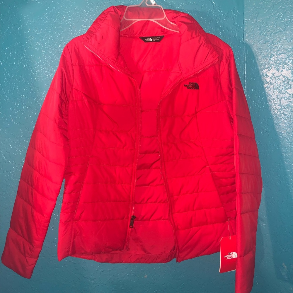 Red North face puffer